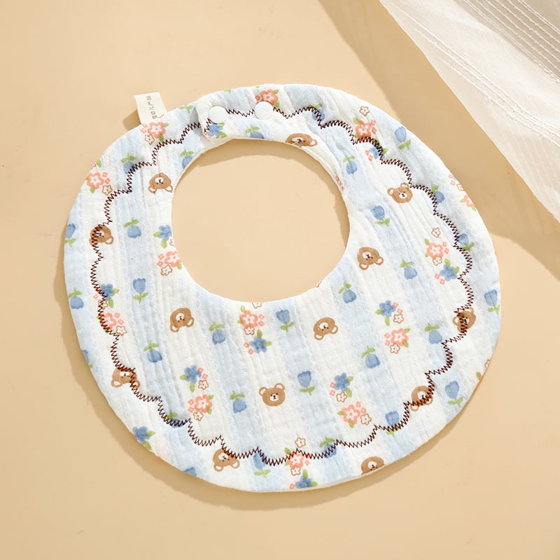 Baby Bib Class A Six-layer Round Children's Bib Cartoon Newborn Anti-spitting Pure Cotton Spring and Summer