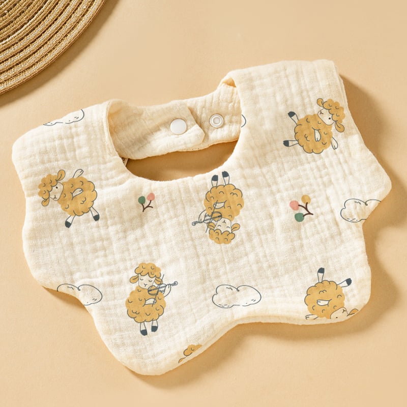 Baby Bib Class A Six-layer Round Children's Bib Cartoon Newborn Anti-spitting Pure Cotton Spring and Summer