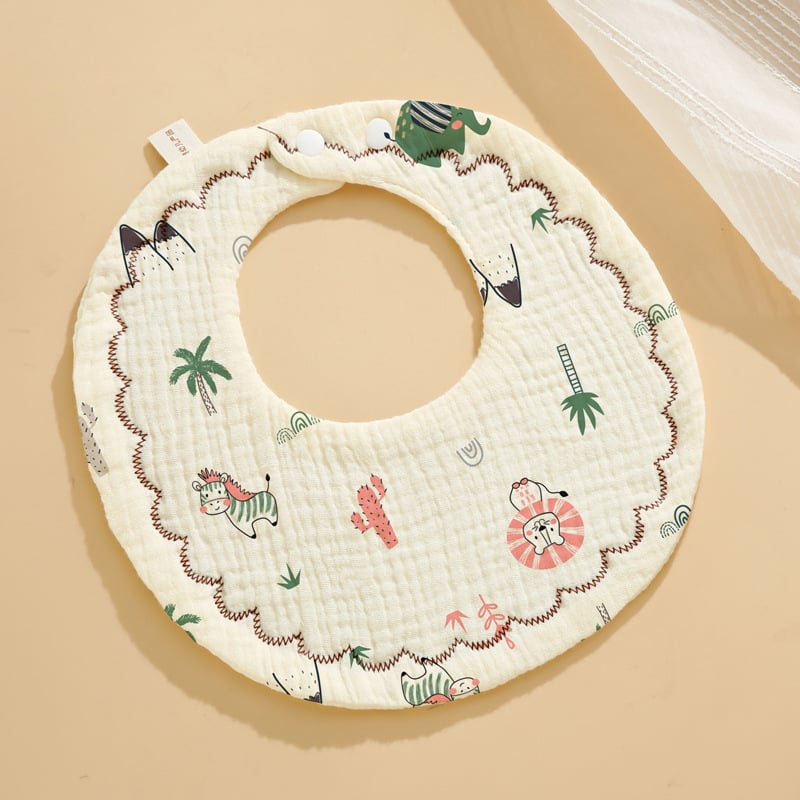 Baby Bib Class A Six-layer Round Children's Bib Cartoon Newborn Anti-spitting Pure Cotton Spring and Summer
