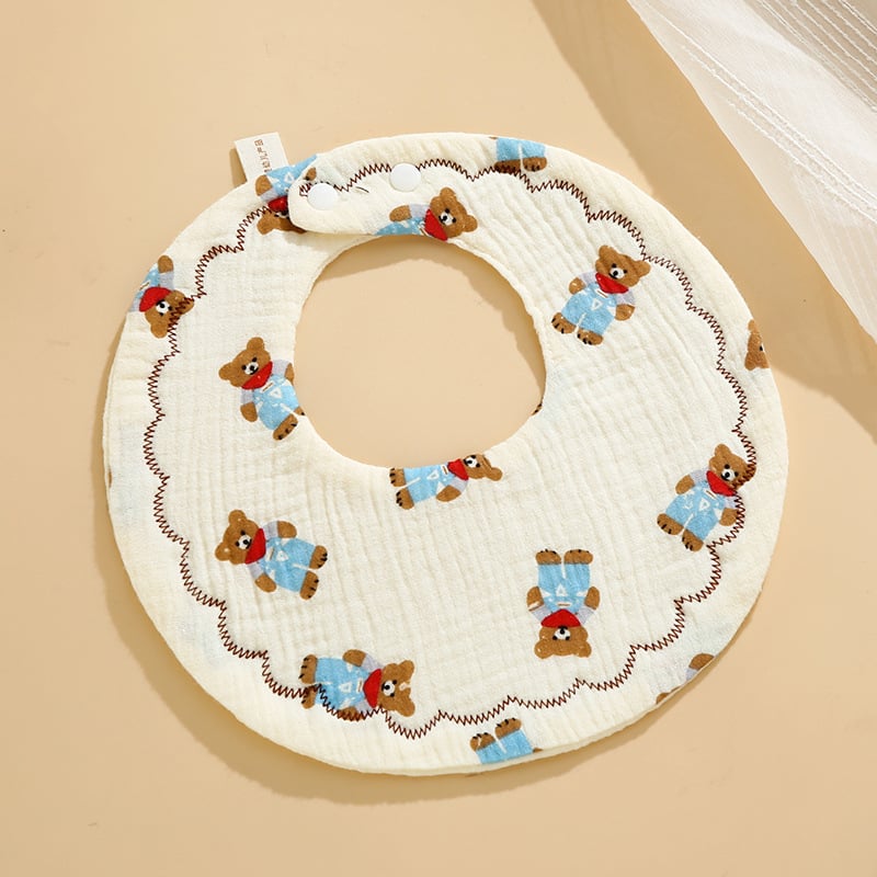 Baby Bib Class A Six-layer Round Children's Bib Cartoon Newborn Anti-spitting Pure Cotton Spring and Summer