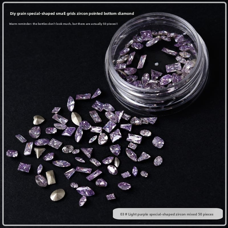 Nail Art mini Small Zircon Plated Bottom Super Flash Shaped White Pointed Bottom Micro Zirconium Mixed Color Diamond Light Luxury Nail Jewelry