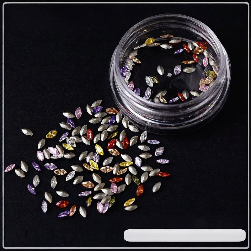 Nail Art mini Small Zircon Plated Bottom Super Flash Shaped White Pointed Bottom Micro Zirconium Mixed Color Diamond Light Luxury Nail Jewelry