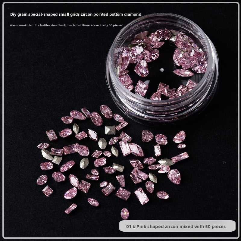 Nail Art mini Small Zircon Plated Bottom Super Flash Shaped White Pointed Bottom Micro Zirconium Mixed Color Diamond Light Luxury Nail Jewelry