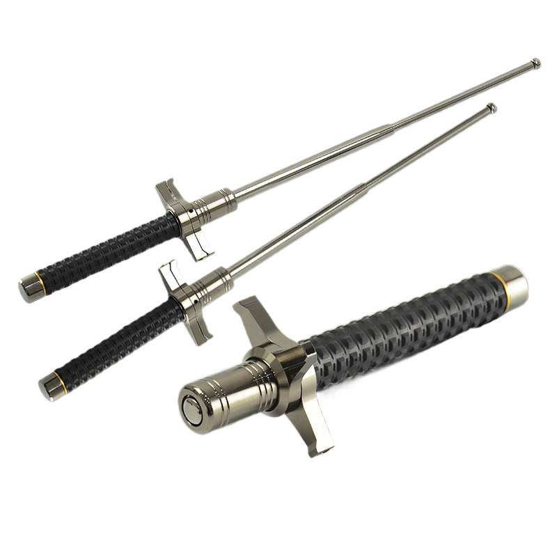 Self-Defense hand guard knife telescopic swing stick swing stick solid 21-inch three-section stick 26-inch titanium black self-defense stick 1 m stick