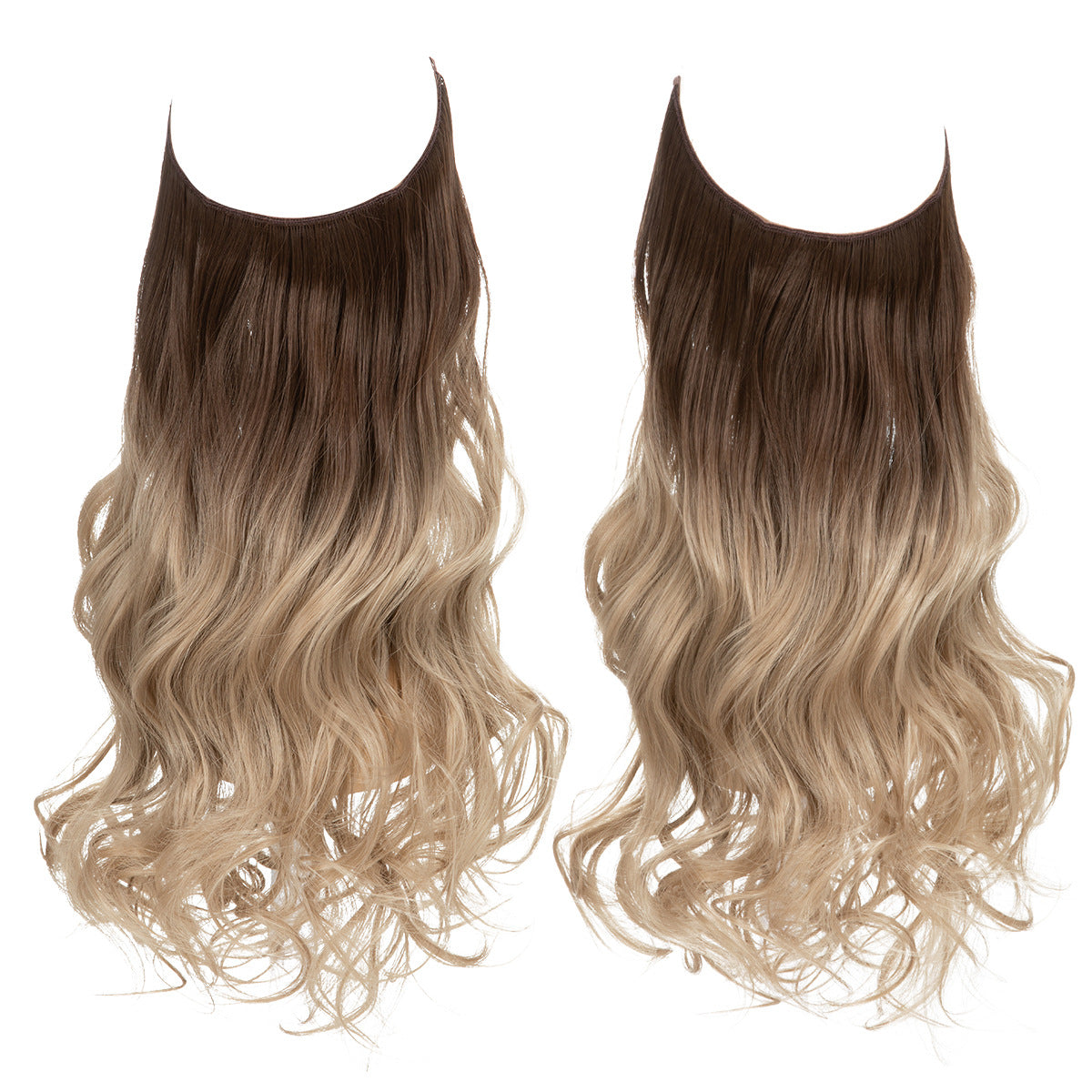 European and American wig one-piece hair quantity multiple U-shaped hair extension female fishing line wig invisible natural long curly hair