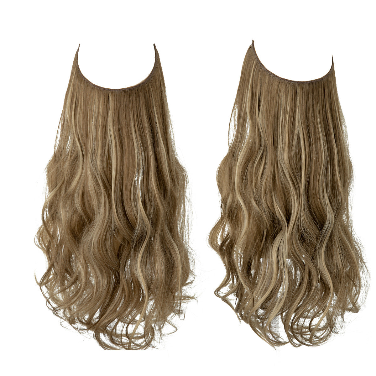 European and American wig one-piece hair quantity multiple U-shaped hair extension female fishing line wig invisible natural long curly hair