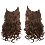 European and American wig one-piece hair quantity multiple U-shaped hair extension female fishing line wig invisible natural long curly hair
