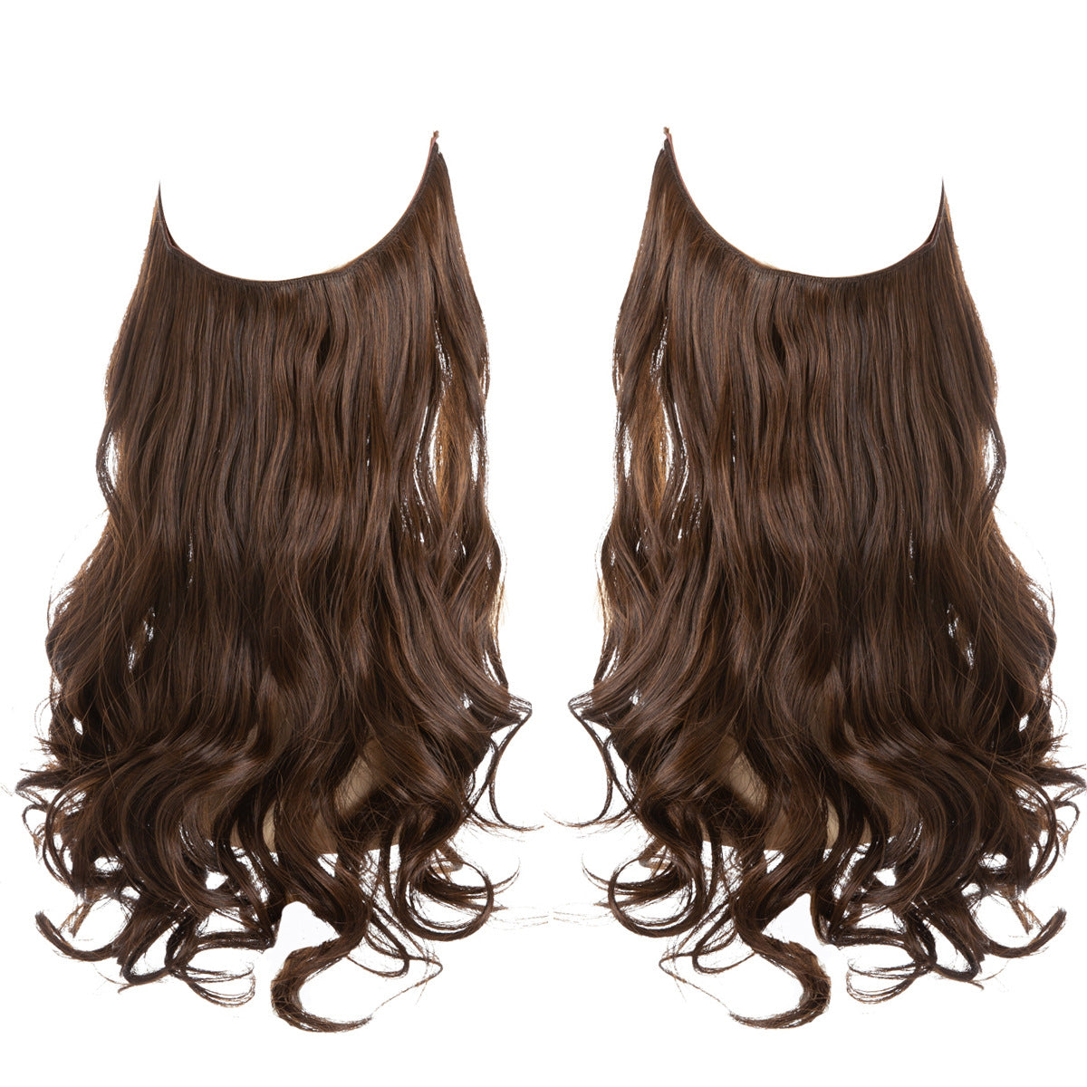 European and American wig one-piece hair quantity multiple U-shaped hair extension female fishing line wig invisible natural long curly hair
