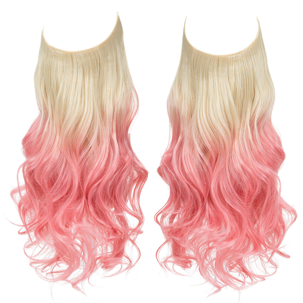 European and American wig one-piece hair quantity multiple U-shaped hair extension female fishing line wig invisible natural long curly hair