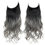 European and American wig one-piece hair quantity multiple U-shaped hair extension female fishing line wig invisible natural long curly hair