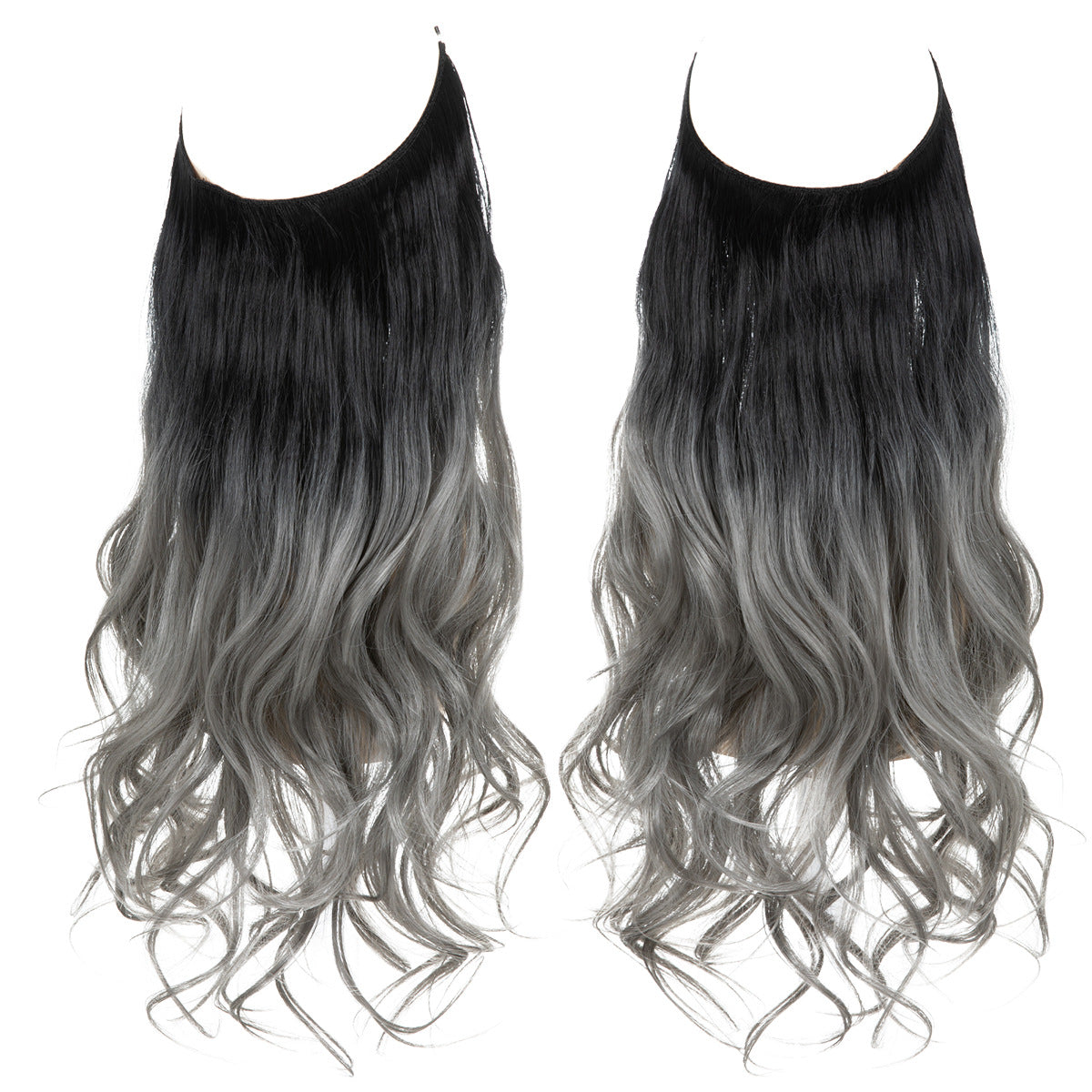 European and American wig one-piece hair quantity multiple U-shaped hair extension female fishing line wig invisible natural long curly hair