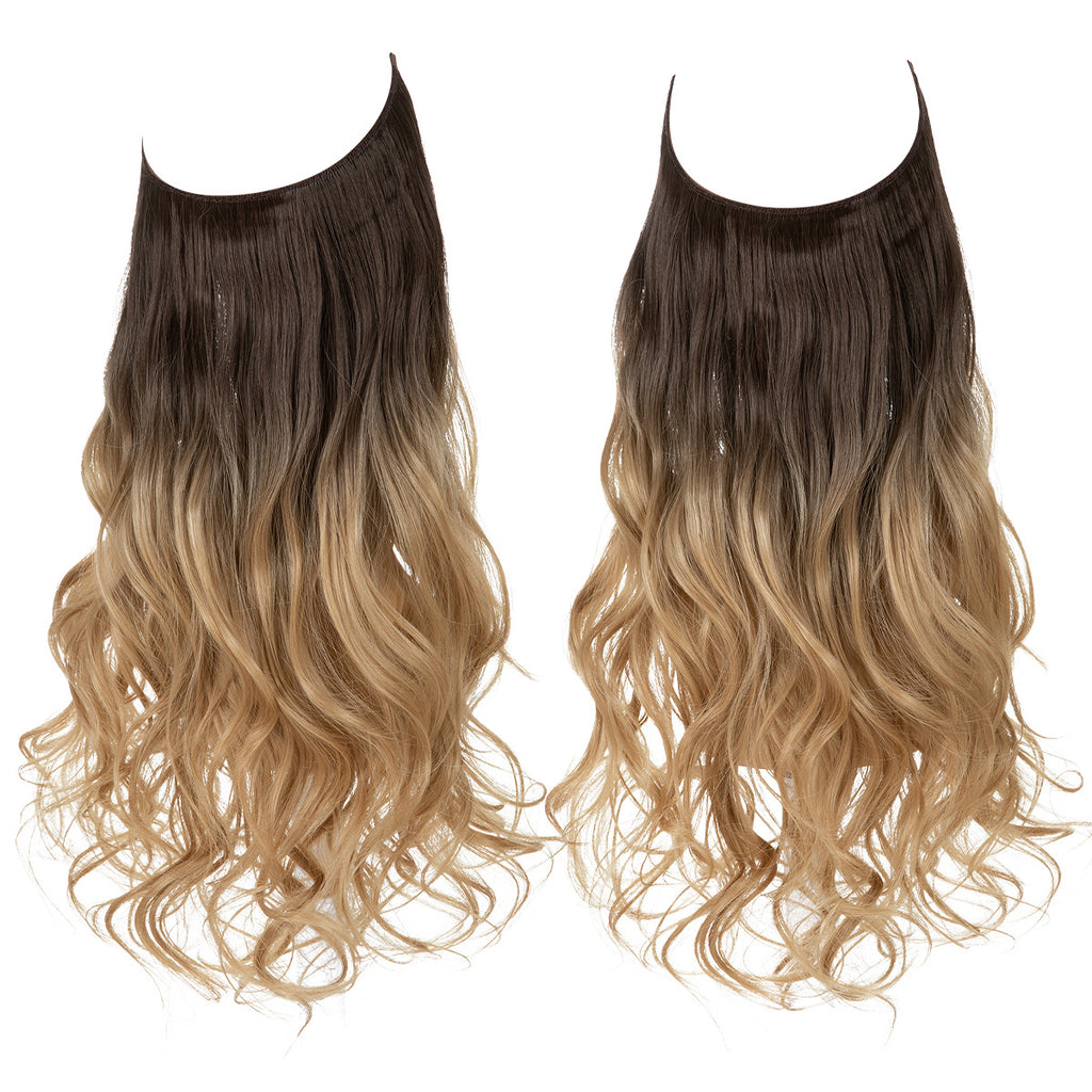European and American wig one-piece hair quantity multiple U-shaped hair extension female fishing line wig invisible natural long curly hair