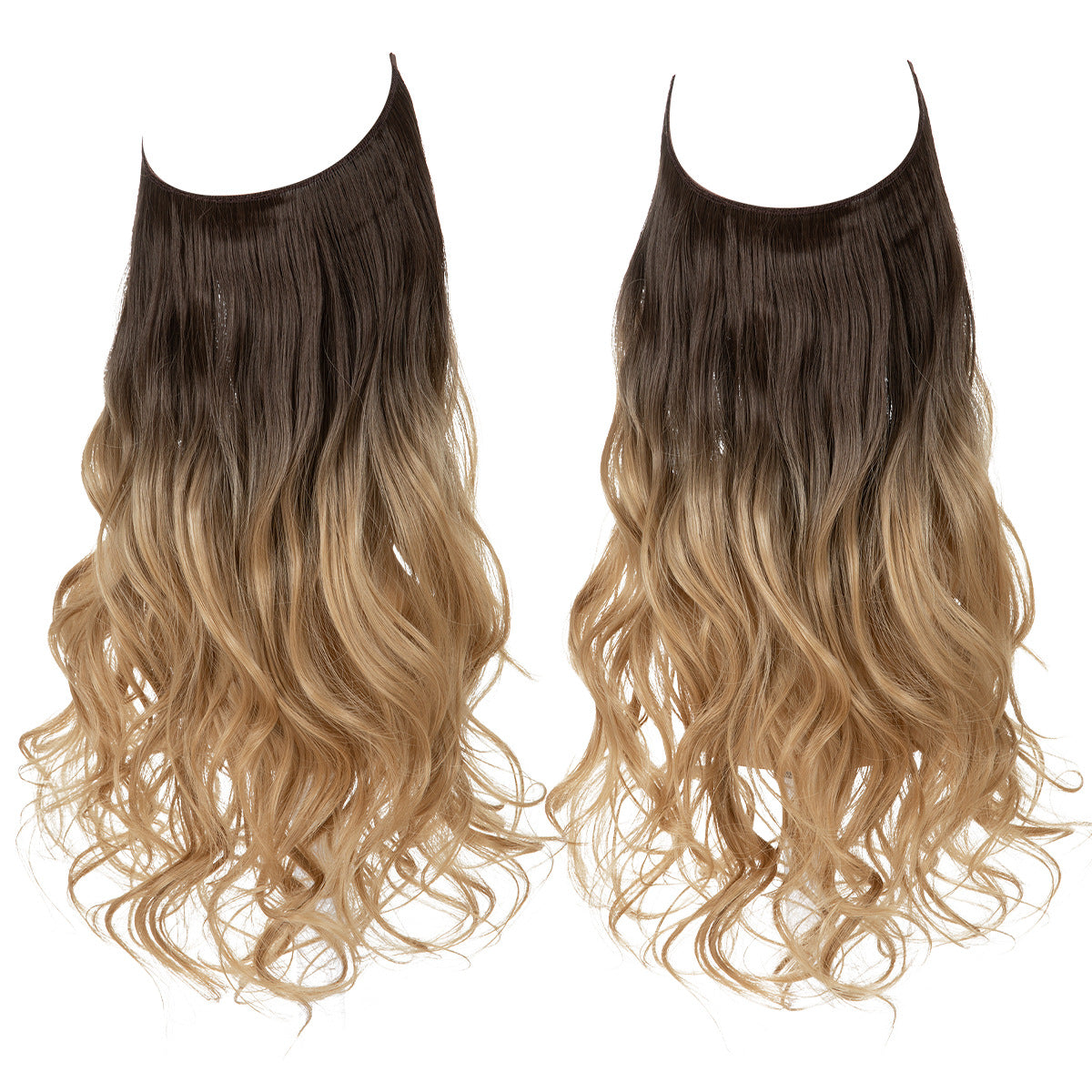 European and American wig one-piece hair quantity multiple U-shaped hair extension female fishing line wig invisible natural long curly hair