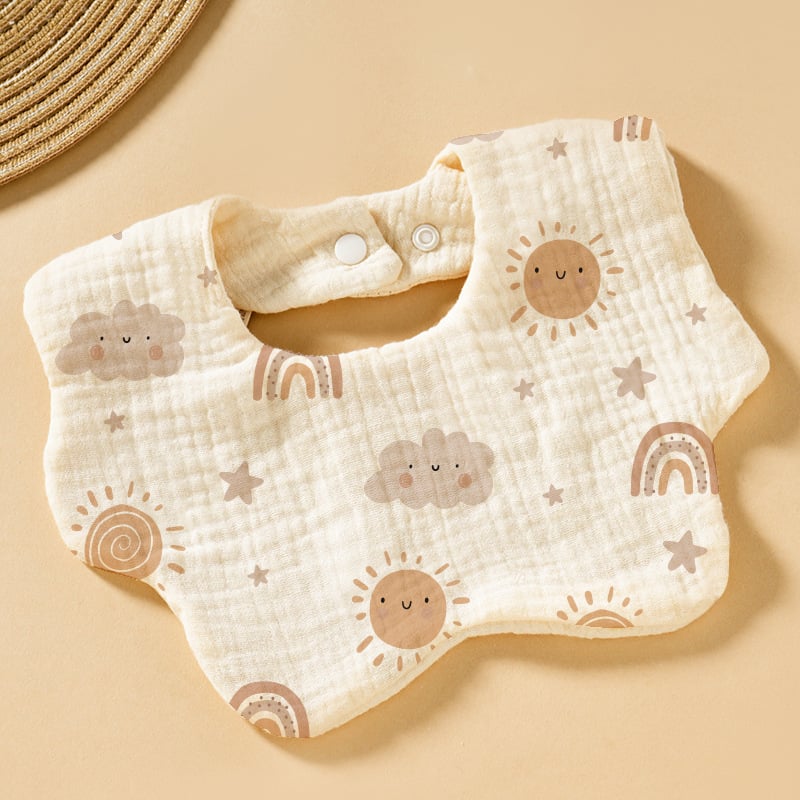 Baby Bib Class A Six-layer Round Children's Bib Cartoon Newborn Anti-spitting Pure Cotton Spring and Summer