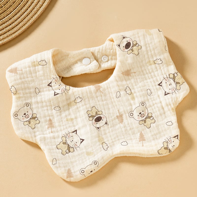 Baby Bib Class A Six-layer Round Children's Bib Cartoon Newborn Anti-spitting Pure Cotton Spring and Summer