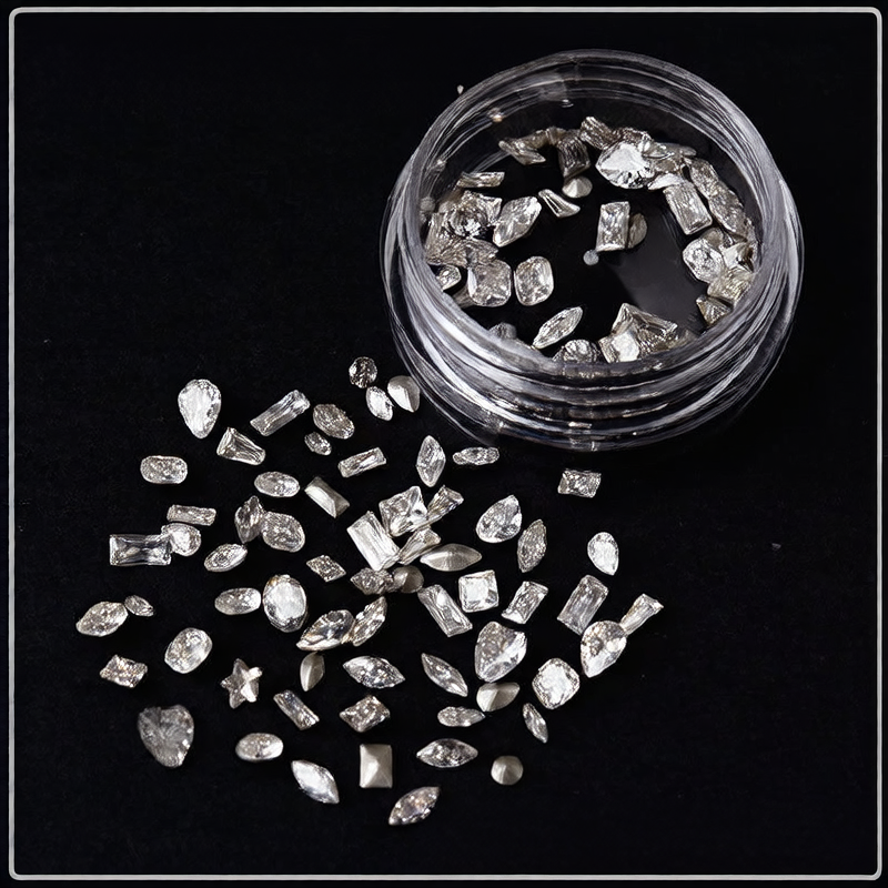 Nail Art mini Small Zircon Plated Bottom Super Flash Shaped White Pointed Bottom Micro Zirconium Mixed Color Diamond Light Luxury Nail Jewelry